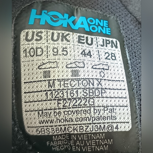 Hoka One One Men's Trainers Tecton X Lace-Up Low-Top Running Sneakers Size 10 - Picture 11 of 11